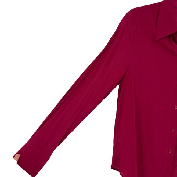 & Other Stories Silk Button-Up Blouse Long Sleeve Burgundy Red Size 4 - Picture 4 of 12